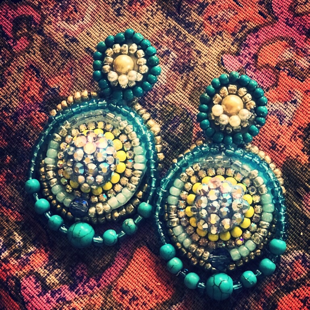 Handmade Beaded Statement Earrings